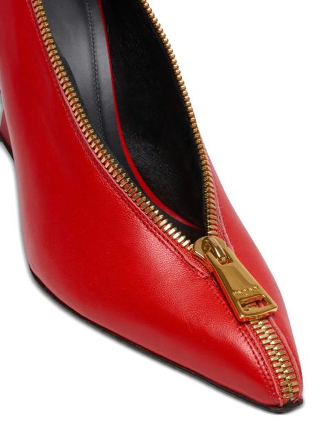 Balmain 95mm zip-detail wedge heeled pumps - Red