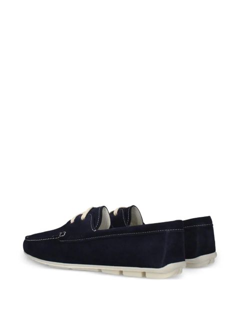 Prada lace-up suede boat shoes - Blue