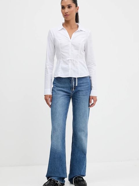 Hollister Co. koszula damska kolor biały slim z kołnierzykiem klasycznym KI340-5442