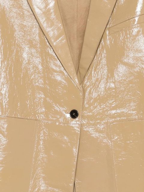 Alysi single-breasted leather blazer - Neutrals