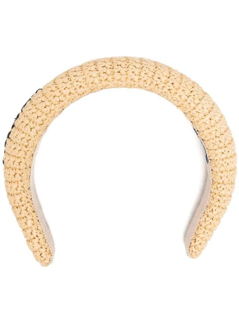 Prada logo-embroidered headband - Neutrals - zdjęcie produktu nr 1