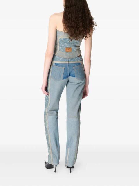 Marine Serre moon-print zip-fly jeans - Blue