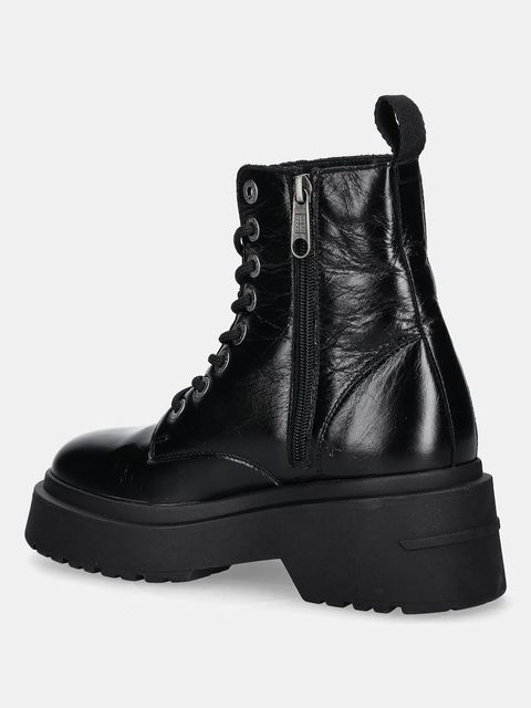 Tommy Jeans workery skórzane TJW CHUNKY SHINY LEATHER BOOT damskie kolor czarny na platformie EN0EN02848
