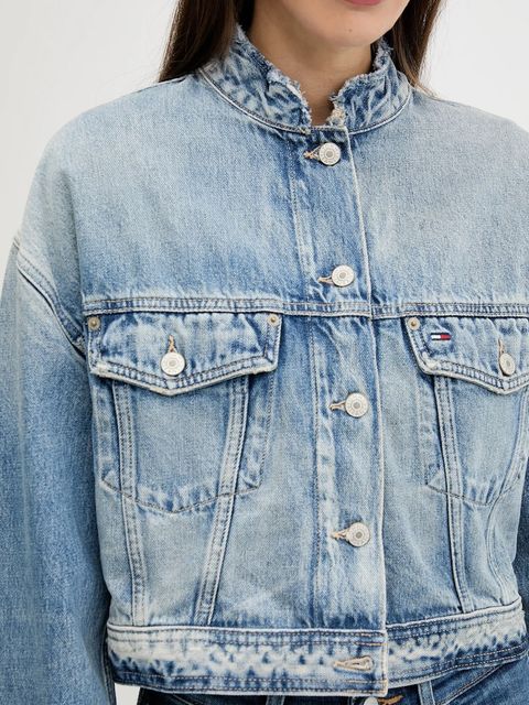 Tommy Jeans kurtka jeansowa kolor niebieski przejściowa oversize DW0DW21195