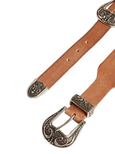 Golden Goose double-buckle leather belt - Brown
