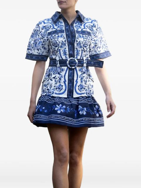 FARM Rio Porcelain Garden belted dress - White