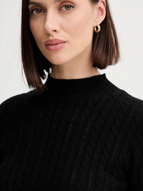 Twinset sweter z wełną damski kolor czarny lekki 252TP3321