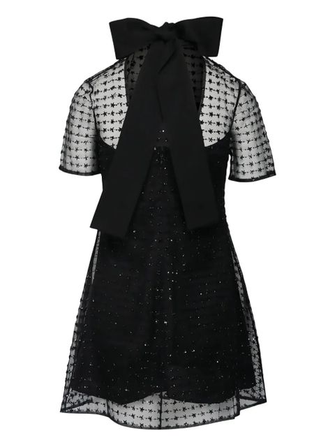 STAUD bow-detail sequin-embellished mini dress - Black - zdjęcie produktu nr 2