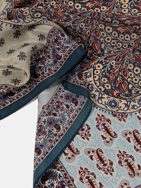 Answear.LAB apaszka jedwabna damska kolor biały wzorzysta - zdjęcie produktu nr 2