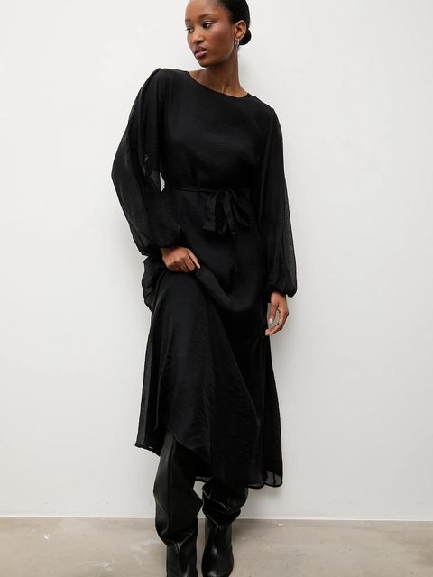 Answear.LAB sukienka kolor czarny maxi oversize