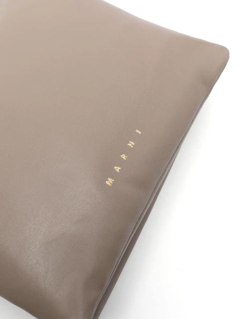 Marni Prisma leather clutch bag - Brown
