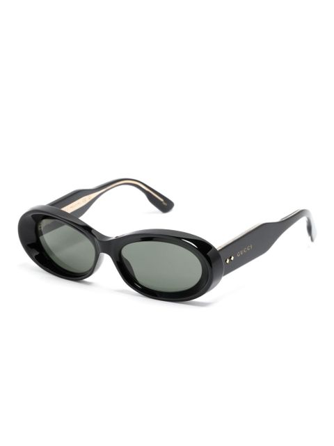 Gucci Eyewear logo-debossed oval-frame sunglasses - Black