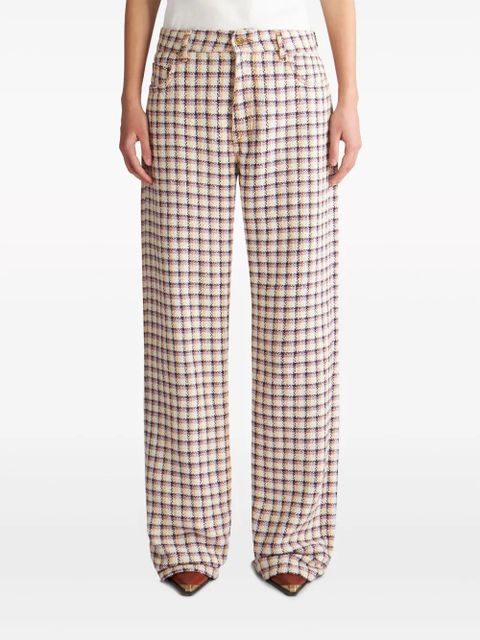 ETRO check-jacquard wide-leg trousers - White