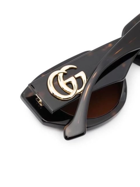 Gucci Eyewear tortoiseshell-effect geometric-frame glasses - Brown