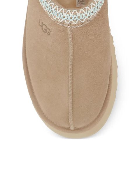 UGG embroidered-trim suede mules - Neutrals