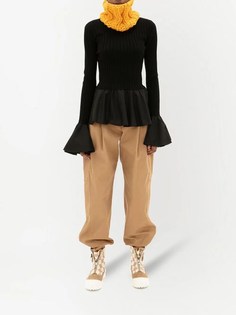 JW Anderson rib-knit peplum top - Black - zdjęcie produktu nr 2