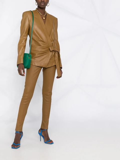 Balmain leather skinny-fit trousers - Brown - zdjęcie produktu nr 2