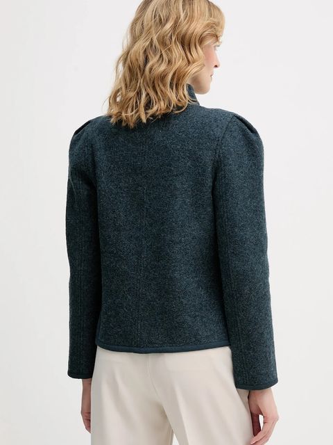 Hoss Intropia kurtka wełniana kolor turkusowy przejściowa 5432677