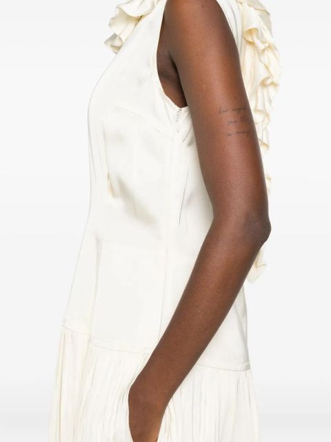 Jil Sander pleated ruffled dress - White