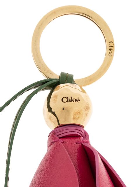 Chloé Tulip flower-pendant leather keyring - Pink