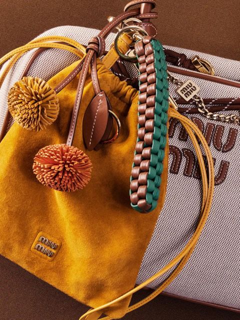 Miu Miu leather keychain - Brown