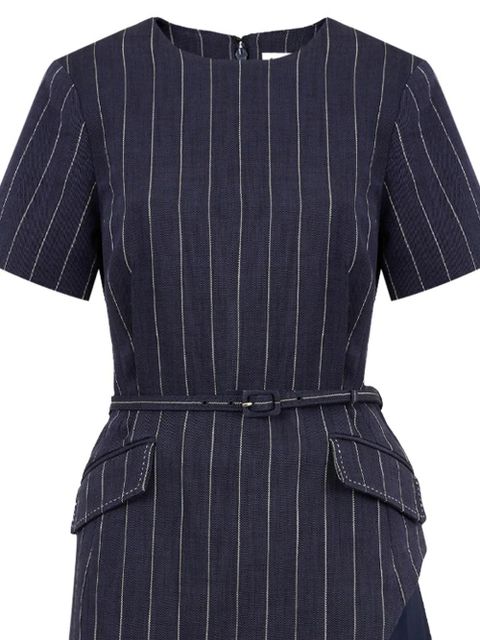 Simkhai Blakely belted pinstripe mini dress - Blue