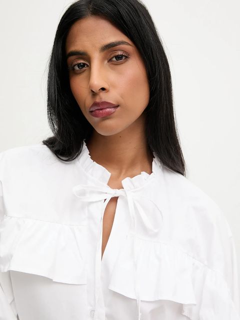 Answear.LAB koszula damska kolor biały relaxed z wiązanym dekoltem