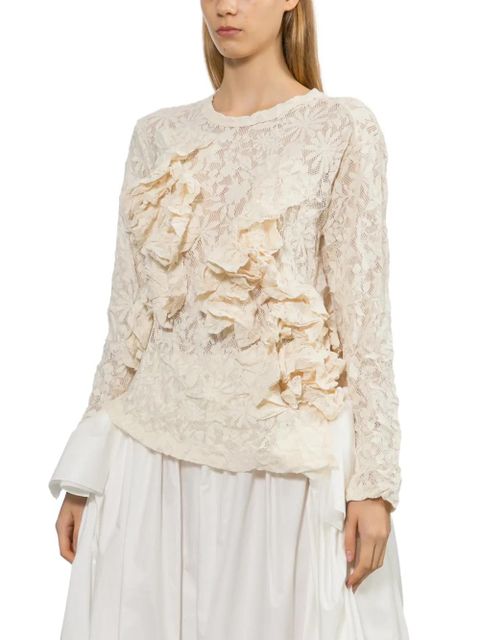 Comme Des Garçons ruffled lace top - Neutrals