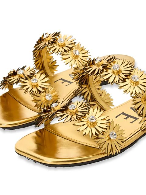 LOEWE flower-embellished flat sandals - Gold