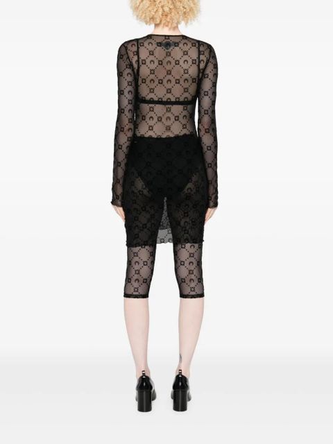 Marine Serre moon-embellished mesh dress - Black