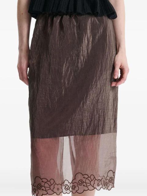 Cecilie Bahnsen floral-trim briaskirt skirt - Brown - zdjęcie produktu nr 2