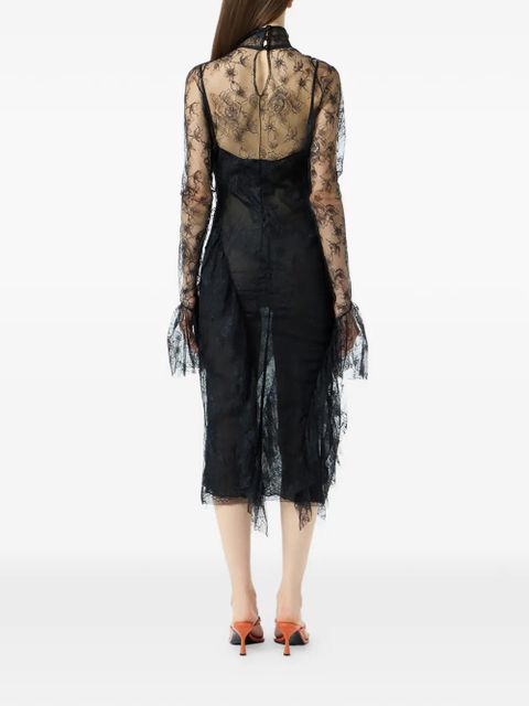 Blumarine chantilly-lace midi dress - Black