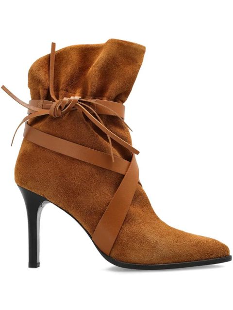 ISABEL MARANT 100mm suede wrap-tie ankle boots - Brown - zdjęcie produktu nr 1