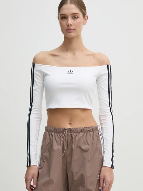 adidas Originals longsleeve Off Shoulder damski kolor biały dekolt hiszpański JD0275