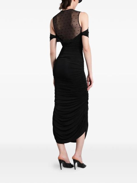 Marine Serre ruched off-shoulder dress - Black
