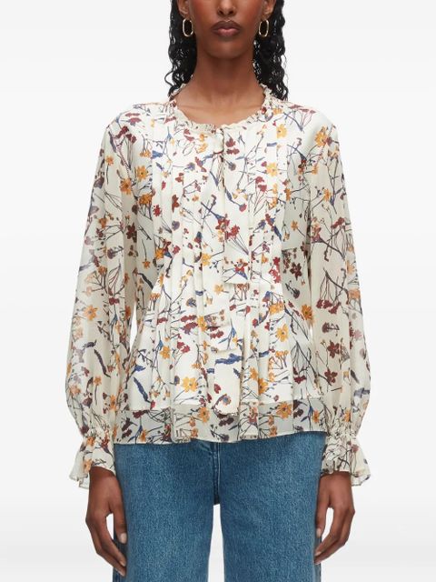 3.1 Phillip Lim ruffled floral-print blouse - Neutrals