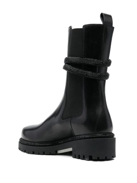 René Caovilla wrap-around leather boots - Black