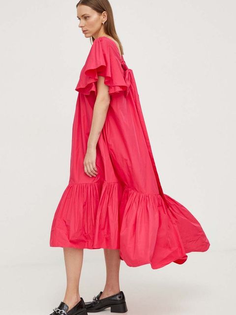 MMC STUDIO sukienka kolor różowy midi rozkloszowana - zdjęcie produktu nr 2