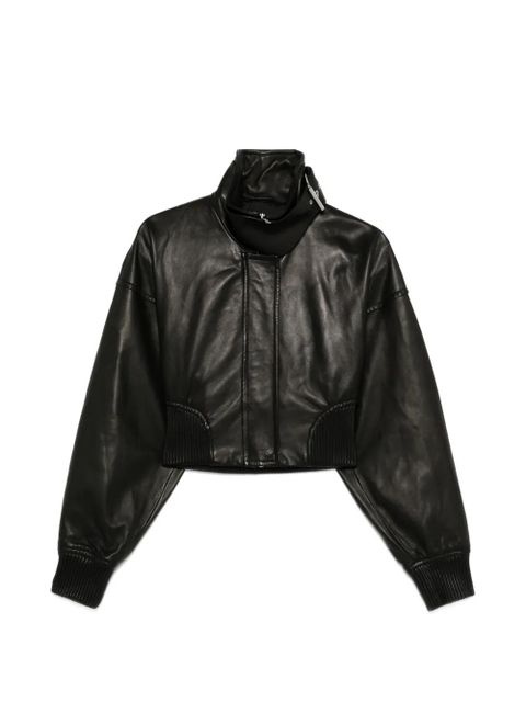 Sportmax ribbed leather jacket - Black