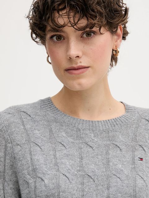 Tommy Hilfiger sweter wełniany damski kolor bordowy lekki WW0WW43586