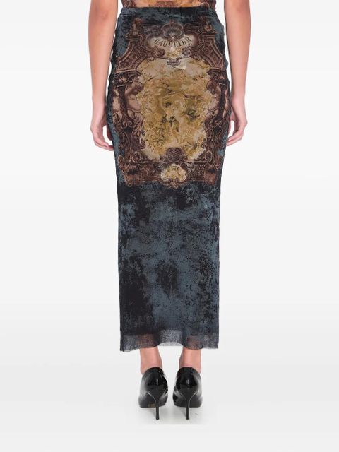 Jean Paul Gaultier Médaillon-print elastic-waist skirt - Blue