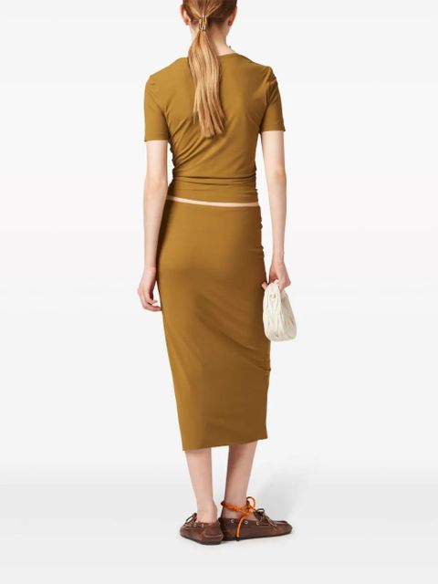 Miu Miu rubberized-logo midi skirt - Green