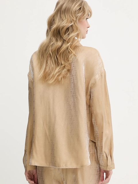 Armani Exchange koszula damska kolor zielony relaxed z kołnierzykiem klasycznym XW000567 AF12055