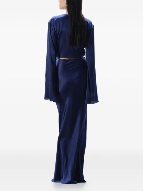 MANURÍ Sylvia cut-out tie silk dress - Blue