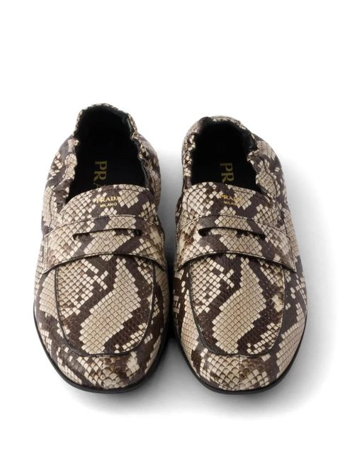 Prada Shuffle printed Ayers leather loafers - Brown