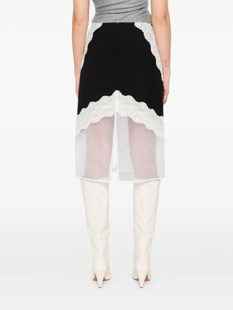Jil Sander lace-insert skirt - Black