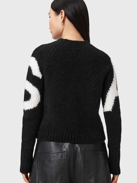AllSaints sweter z dodatkiem alpaki damski kolor czarny W088KD
