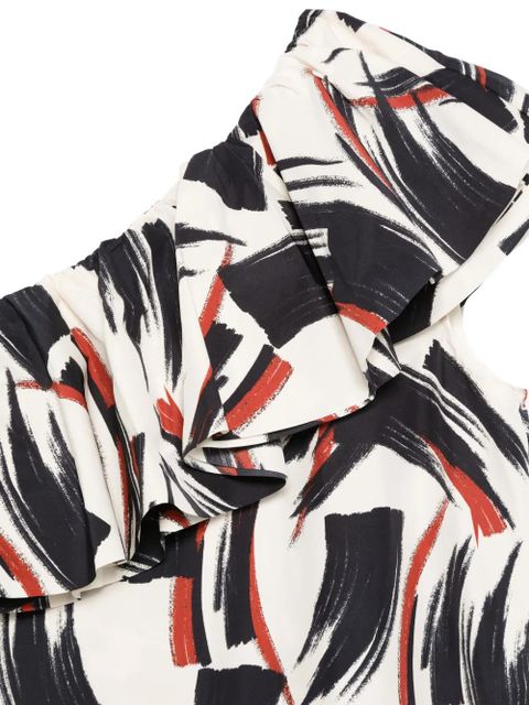 Essentiel Antwerp asymmetric-neck ruffled-detail mini dress - Neutrals