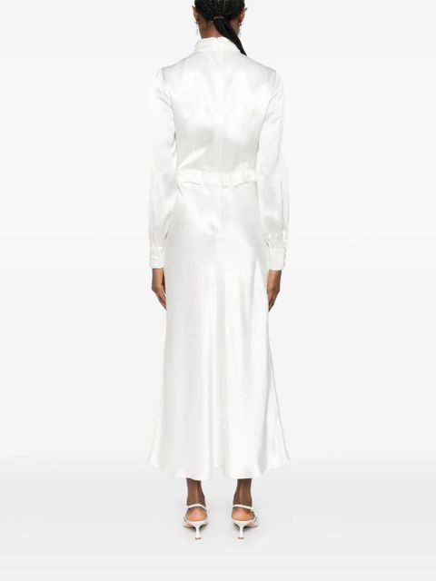 Alessandra Rich high-neck ruffled silk midi dress - White