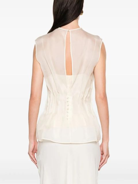 KHAITE Westin semi-sheer silk blouse - Neutrals